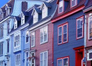 Row of foreclosed houses